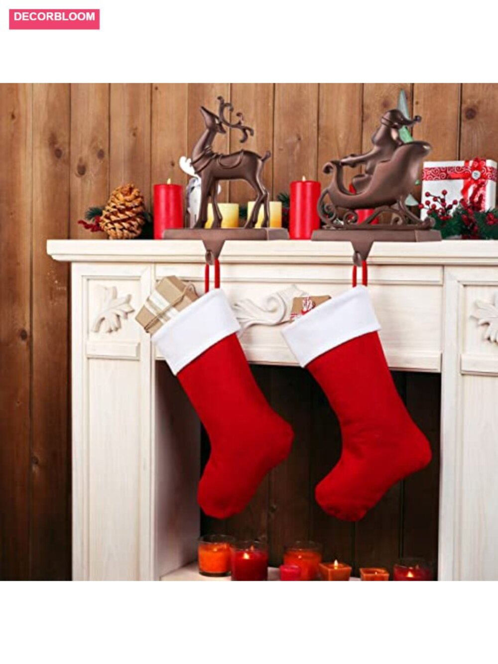 Set of 4 Christmas Stocking Holders Metal Santa Reindeer Hooks - Picture 5 of 6